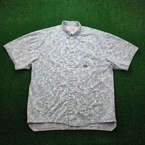 Vintage 90s Gotcha Shirt Mens Large Light Blue Green Surf Geometric Abstract AOP